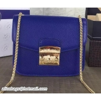Feminine PRADA Flap Shoulder Bag Grainy Leather BT1093 Blue