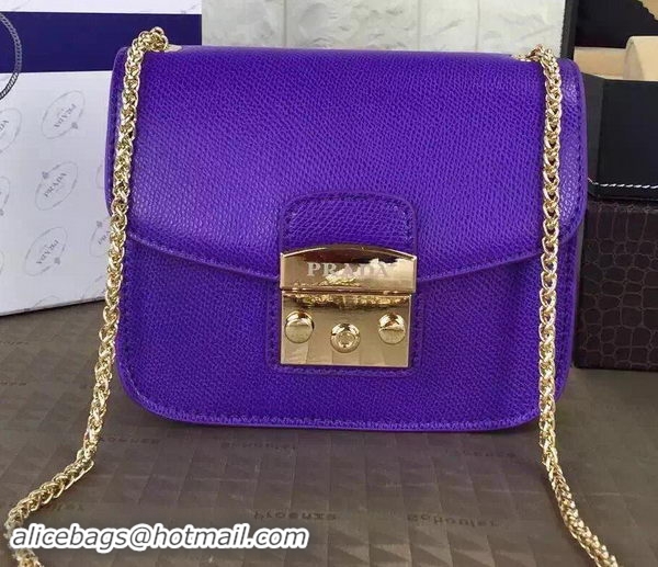 Good Quality PRADA Flap Shoulder Bag Grainy Leather BT1093 Violet