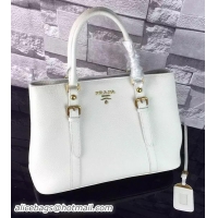 Discount Fashion Prada Calfskin Leather Tote Bag BT2967 OffWhite