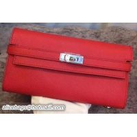 Chic CheapHermes Kelly Wallet Epsom Leather H009 Red