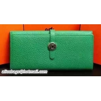 Unique Discount Hermes Dogon Original Leather Wallet H509 Green