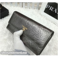 Noble Useful Prada Calfskin Leather Bifond Wallet 1M1236 Silver