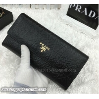 Good Product Prada Calfskin Leather Bifond Wallet 1M1236 Black