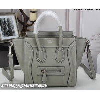 Charming Celine Luggage Nano Tote Bag Original Litchi Leather CLY33081S Grey