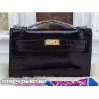 Buy Discount Hermes MINI Kelly 22cm Tote Bag Croco Leather KL22 Black