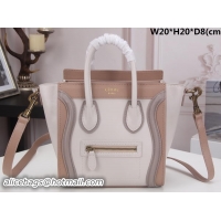 Comfortable Celine Luggage Nano Tote Bag Original Leather CLY33081S White&Camel
