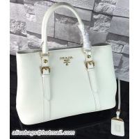 Luxury Prada Calfskin Leather Tote Bag BL2967 OffWhite