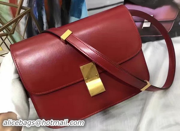 Top Grade Celine Classic Box Flap Bag Smooth Leather C20447 Red