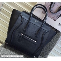 Top Grade Celine Luggage Micro Tote Bag in Original Grained Leather 703096 Black