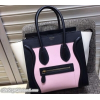 Good Quality Luggage Micro Tote Bag in Original Leather Black/Cherry Pink/White 703099