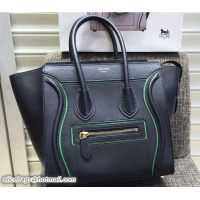 Well Crafted Celine Luggage Micro Tote Bag in Original Leather Black/Green 703101
