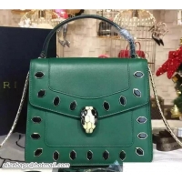 Good Looking Bvlgari Serpenti Forever Flap Cover Bag Green Embellished with Onyx 51105-2