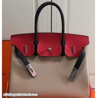 Discount Hermes Mini Birkin 30cm Bag in Original Togo Leather Bag H60402 Light Brown/Red