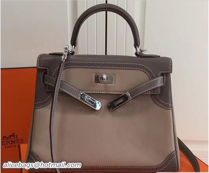 Fashion Hermes Lace Kelly 28cm Bag in Swift Leather H60309 Off White/Gray