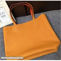 Duplicate Hermes Double Sens Shopping Tote Bag In Original Togo Leather H60419 Yellow/Orange