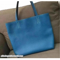 Grade Quality Hermes Double Sens Shopping Tote Bag In Original Togo Leather H60419 Dark Gary/Blue