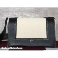 Luxury Celine Smooth Calfskin Medium Frame Shoulder Bag Spring 71801 Black/White