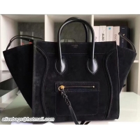 Fashion Celine Luggage Phantom Bag in Original Suede Leather 71807 Black 2017