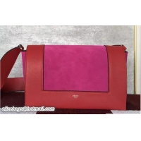 Sumptuous Celine Smooth Calfskin Medium Frame Shoulder Bag Spring 71801 Red/Fuchsia