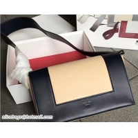 Discount Celine Shiny Smooth Calfskin/Textile Medium Frame Shoulder Bag Spring 71818 Beige/Black