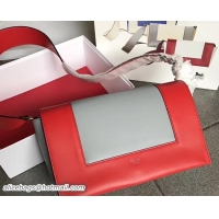Sophisticated Celine Shiny Smooth Calfskin/Textile Medium Frame Shoulder Bag Spring 71818 Gary/Red
