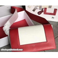 Good Product Celine Shiny Smooth Calfskin/Textile Medium Frame Shoulder Bag Spring 71818 Burgundy/White