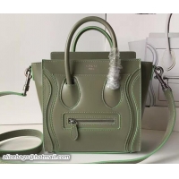 Best Celine Luggage Nano Tote Bag In Original Calfskin Leather Olive 71901
