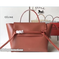 Luxury Discount Celine Belt Tote Small Bag in Original Smooth Leather Brick Red 72033
