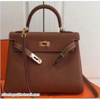 Discount Fashion Hermes Kelly 28CM Bag In Togo Leather With Gold Hardware 72302 Brown
