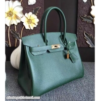 Low Price Hermes Birkin 30 Bag In Original Epsom Leather With Gold/Silver Hardware 72306 Dark Green