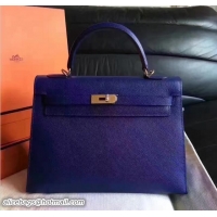 Discount Hermes Kelly 28CM Bag In Original Epsom Leather With Gold/Silver Hardware 72308 Dark Blue