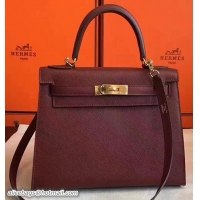 Classic Specials Hermes Kelly 28CM Bag In Original Epsom Leather With Gold/Silver Hardware 72308 Burgundy