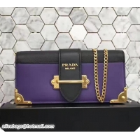 Luxurious Prada Cahier Calf Leather And Saffiano Leather Clutch Bag 1BF048 Purple/Black