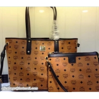 Good Product MCM Reversible Shopper Project Visetos Tote Bag 81024 Cognac