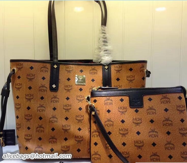 Good Product MCM Reversible Shopper Project Visetos Tote Bag 81024 Cognac