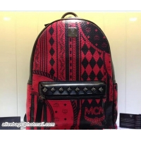 Unique Style MCM Stark Baroque Print Backpack Bag 81031 Red