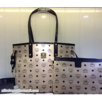 Most Popular MCM Reversible Shopper Project Visetos Geometric Tote Bag 81022 Off White