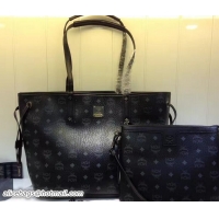 Feminine MCM Reversible Shopper Project Visetos Cosmo Tote Bag 81023 Black