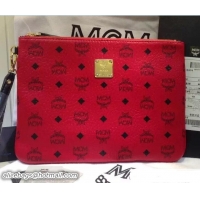 Classic Hot MCM Stark Ipad Pouch Clutch Bag with Wristlet 81035 Red