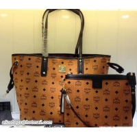 Trendy Design MCM Reversible Shopper Project Visetos Cosmo Tote Bag 81023 Cognac