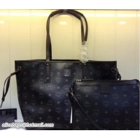 Trendy Design MCM Reversible Shopper Project Visetos Tote Bag 81024 Black