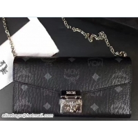 Discount MCM Large Patricia Visetos Two Fold Wallet With Chain 81218 Black