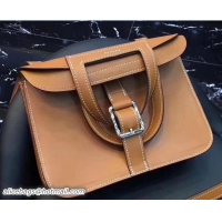 Luxury Discount Hermes Mini Halzan Tote Bag in Original Swift Leather 91004 Khaki