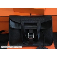 Luxury Hermes Leather Halzan Tote Bag 91008 Black