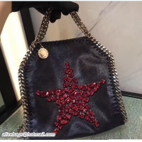 Luxurious Stella McCartney Black Falabella Crystal Stones Tiny Tote Bag Red Star 92820 2017