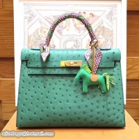 Fashion HERMES Ostrich Leather Toto Bag 1788 Green