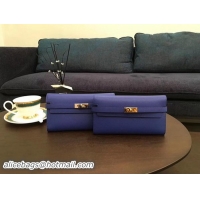Grade Hermes Kelly Epsom Leather Wallet H4086 Blue