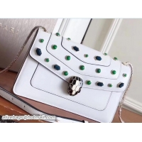 Good Quality Bvlgari Gen Studs Serpenti Forever Flap Cover Shoulder Bag 111312 White/Green 2017