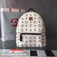 Good Quality MCM Medium Top Studs Backpack MCM0039 White
