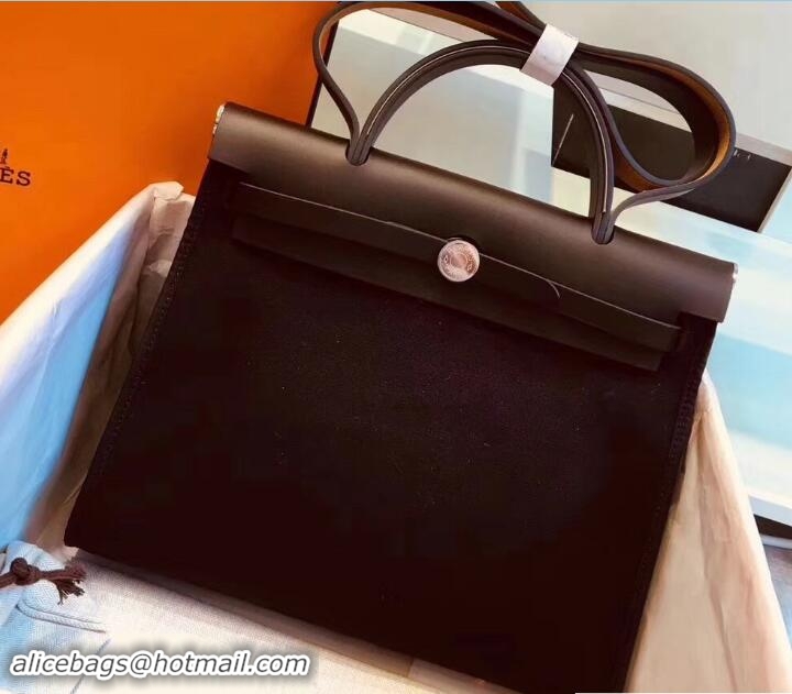Good Product Hermes Canvas And Leather Her Bag Zip 31 Bag 12011 Black/Dark Coffee
